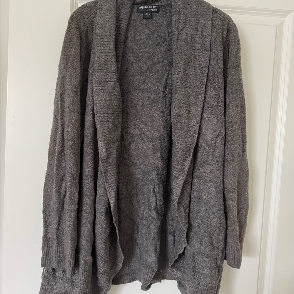 Barefoot Dreams Charcoal Open-Front Cardigan